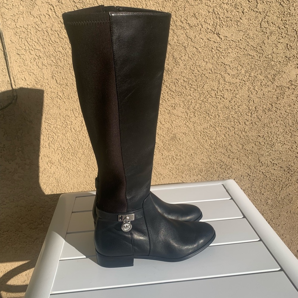 Michael Kors black tall leather boots size 5.5M